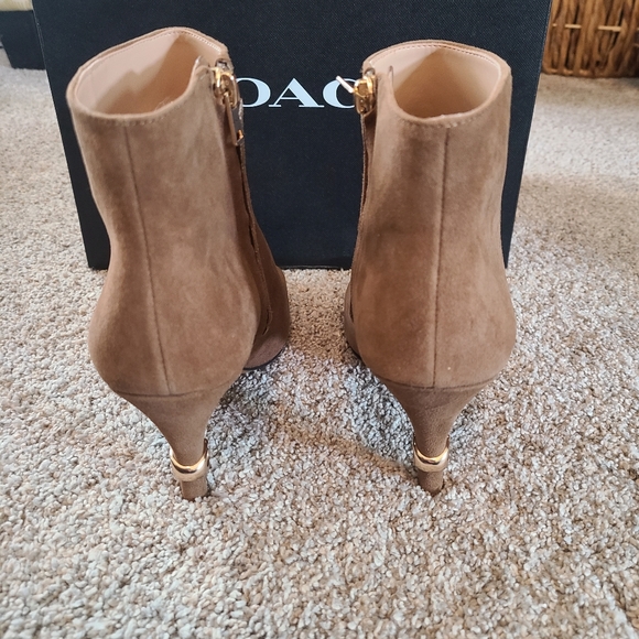 Coach brown suede open toe booties, size 8 - Picture 3 of 4
